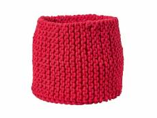 Homescapes grand panier rond tressé en tricot rouge