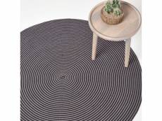 Homescapes tapis rond tissé à plat en coton spirale gris et noir, 120 cm RU1341