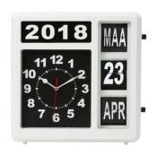 Horloge carrée avec calendrier à bascule, idéale