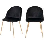 House Nordic - Lot de 2 chaises en velours et pieds dorés - Geneve - Couleur - Noir