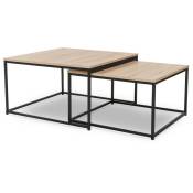 Idmarket - Lot de 2 tables basses gigognes detroit - Design industriel - Naturel - Naturel