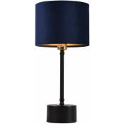 Lampe de table lampe de bureau métal flanelle noir cuivre et bleu E14 39 cm - Bleu