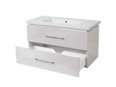 Lavabo premium + meuble sous-lavabo hwc-d16, lavabo, brillant 90cm ~ blanc
