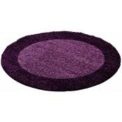 Life - Tapis Rond Shaggy Poils Longs Bicolore (Violet - 160x160cm)