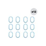 Lot de 12 anneaux pour rideaux de douche Bleu clair MSV - Bleu