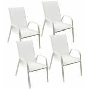 Lot de 4 chaises marbella en textilène blanc - aluminium