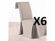 Lot de 6 housses de chaise ajustable beige 100% coton