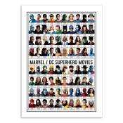 MARVEL AND DC SUPERHERO MOVIES - Affiche d'art 50 x