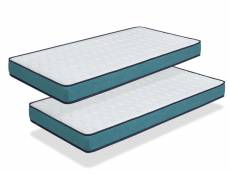 Matelas lot 2 confort pro 70x190 épaisseur 14 cm – rembourrage super soft - juvénil - idéal pour les lits gigognes C1500PC070190