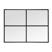 Miroir fenêtre rectangle noir 4 vues 90x120cm
