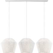 Paco Home - Suspension Table à Manger Osier Boho Lampe Suspendue E27 Rotin Lampe à suspension - Blanc, Blanc (Ø33cm)