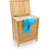 Panier à linge corbeille bambou coffre bois sac rangement HxLxP: 60x50,5x35,5cm bac à vêtement avec couvercle - Relaxdays