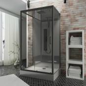 Schulte - Cabine de douche intégrale hydromassante, 85 x 115 cm, cabine de douche complète, couleur noir, Bali