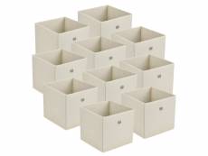 Set de 10 boîtes de rangement avec oeillet en métal lot de caisses à base carrée organisateurs design textile non tissé 28 x 30 x 30 cm beige [en.casa
