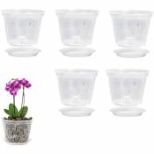 Set de 5 pots d'orchidées transparents avec trous