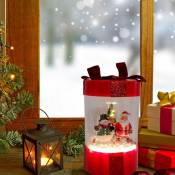 Silumen - Boîte cadeau décorative lumineuse et musicale souffle-neige - Rouge