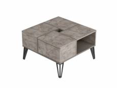Table basse carrée avec rangement equinox bois marron clair effet marbre