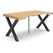 Table console extensible, Console meuble, 160, Pour 8 personnes, Pieds bois massif, Style moderne, Chêne - Skraut Home