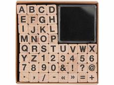 Tampons bois en lettres et chiffres - caractères simples