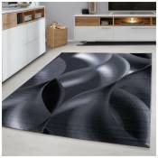 Tapis courbe moderne à courtes mèches Zilfa Noir 80x150 - Noir