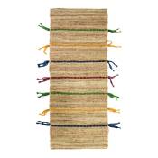 Tapis en jute avec tresses en laine multicolores 50x150