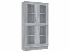 Vidaxl armoire à vitrine sonoma gris 82,5x30,5x150cm bois d'ingénierie