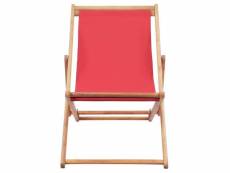 Vidaxl chaise pliable de plage tissu et cadre en bois rouge 43999