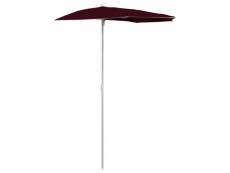 Vidaxl demi-parasol de jardin avec mât 180x90 cm rouge bordeaux