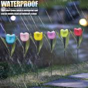 6 pièces jardin tulipe forme Led lampes à énergie solaire extérieur cour debout décor, multicolore