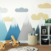 Ambiance-sticker - Stickers muraux enfants - Décoration chambre bébé - Autocollant Sticker mural géant enfant montagnes scandinaves volka - 40x60cm