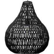 Beliani - Lampe Suspension Bohème en Plastique et Papier Noir avec Abat-jour Tressé Ajouré E27 Max. 40W pour Éclairage de Salon ou Chambre Boho