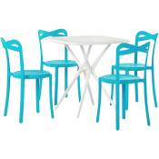 Beliani - Table et Chaises de Jardin Modernes 4 Places Blanc et Bleu Sersale/Camogli - Blanc
