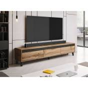 Bestmobilier - Lord - meuble tv - bois et noir - 185 cm - style industriel - bois - Bois