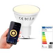 B.k.licht - ampoule connectée led GU10, 5,5W, 350Lm, blanc chaud 2.700K, dimmable, commande vocale par App, iOS & Android, Smartphone contrôle par