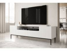 Bobochic meuble tv avec niche 200 cm kasha pieds noirs blanc