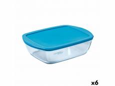 Boîte à repas rectangulaire avec couvercle pyrex cook & store bleu verre (400 ml) (6 unités)