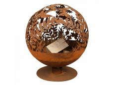 Brasero métal globe feuille aspect rouillé, pour les soirées d’ambiance ø 58 cm FF294
