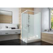Cabine de douche carrée - Portes coulissantes - Verre transparent - 80 x 80 cm - Izi Glass2 - Leda