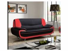 Canapé 3 places design noir et rouge marita-