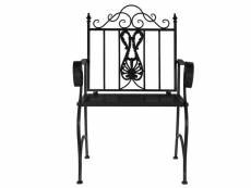 Chaise de jardin en métal coloris noir vieilli -longueur 63,5 x profondeur 52 x hauteur 98 cm