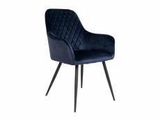 Chaise de salle à manger harbo en velours bleu et pieds noirs 1001158