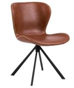 Chaise rotative aspect cuir marron