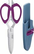Colourworks 10 in 1 Multifunction Kitchen Scissors with Built-In Edgekeeper Scissor Sharpeners, Bottle Openers, Zester and More, Stainless Steel, Plum