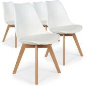 Cotecosy - Lot de 4 chaises scandinaves Conor Simili (p.u) Blanc - Blanc