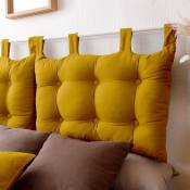 Coussin tête de lit en coton et pattes boutonnées Jaune moutarde 70x45 cm - Jaune moutarde