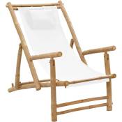 Doc&et² - Chaise de terrasse Bambou et toile Blanc