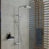 Duravit - Colonne de douche système de douche mural en laiton chromé avec mélangeur, pommeau de douche et tête de douche ronde - 122x48,5x26cm