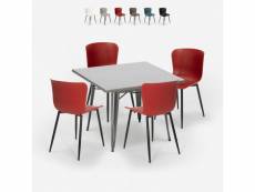 Ensemble de 4 chaises et 1 table carrée 80x80cm design