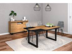 Ensemble de meubles de salon - table 170 bicolore pieds u 8 convives - crédence-buffet 140 tall - chêne et noir - style industriel 1089_985