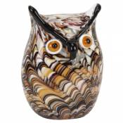 Glass Animal Paperweights Figurine - Swirl Owl Design